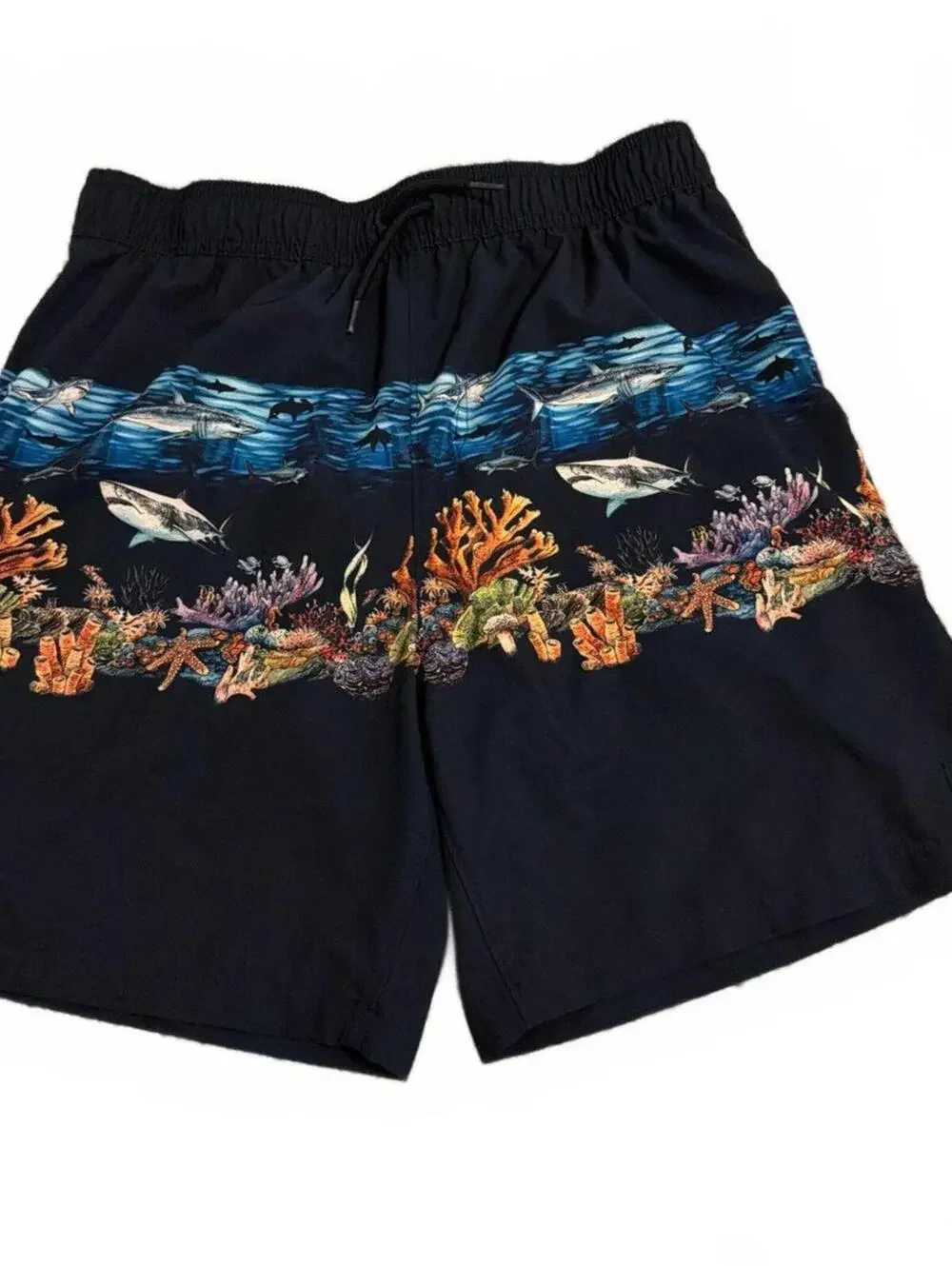 Abercrombie Kids Boys Navy Swim Shorts 17/18 (XXL) Coral Reef Print